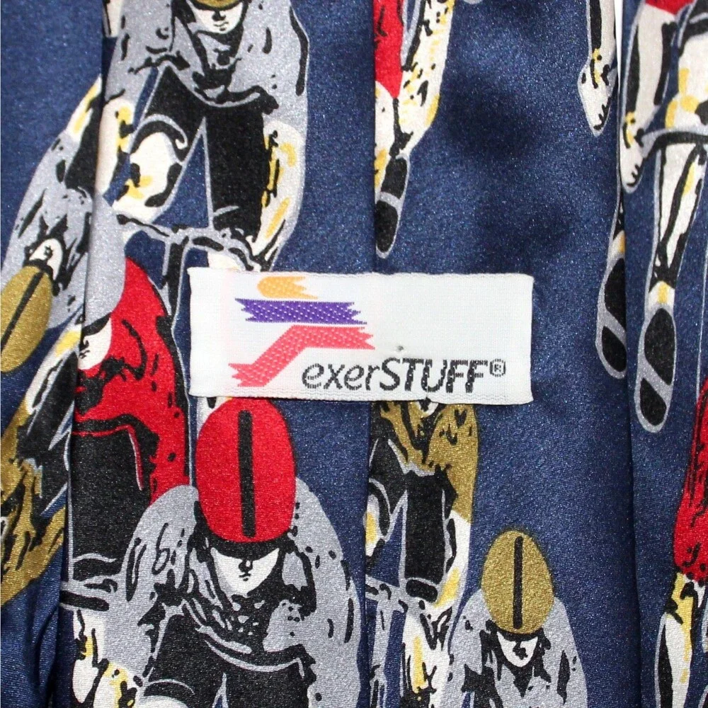ExerStuff Vintage Necktie blue Cyclists bicycle Silk